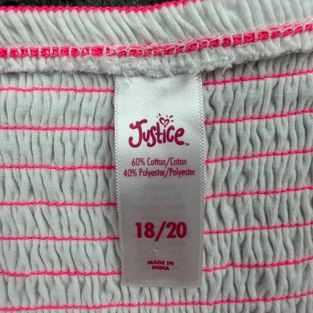 Justice Girls White Tiered Ruffle Skort Pink Tribal Print Smocked Waist‎ 18/20